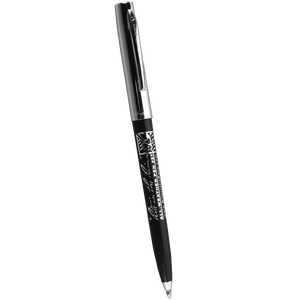 Standard all weather pen. Black barrel with silver cap.